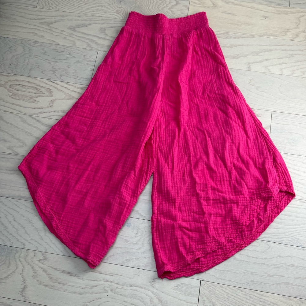 Michael Stars Vibrant Pink Capri Wide-Leg Pants